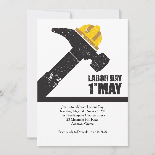 Labour Day May 1st Invitation (Front)