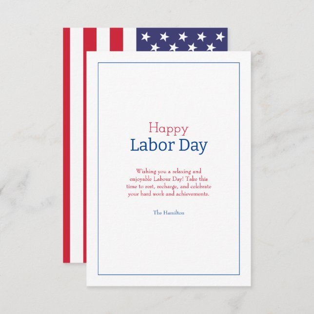 Labour Day Minimalist Thank You Card (Front/Back)