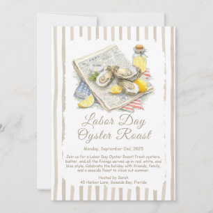 Labour Day Oyster Roast Invitation  Patriotic Coas