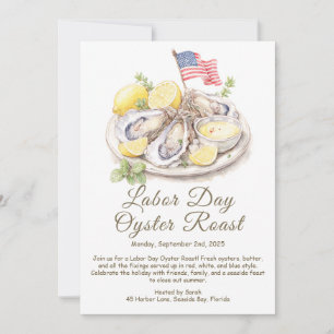 Labour Day Oyster Roast Invitation  Patriotic Coas