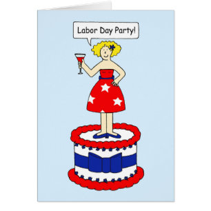 Labour Day Party Invitation, Lady on a Cake.
