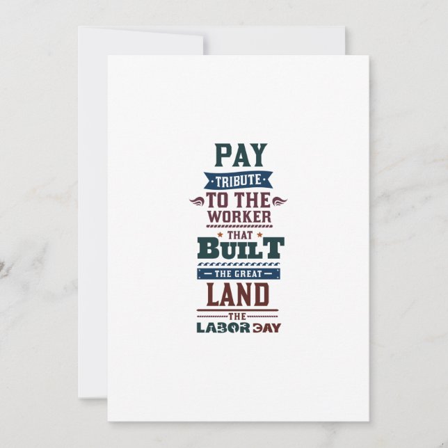 Labour day pay tribute to the worker thank you card (Front)