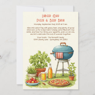 Labour Day Pizza & Beer Invitation – Patriotic  
