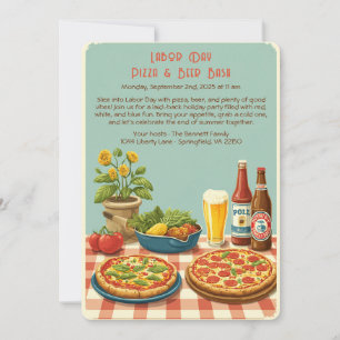 Labour Day Pizza & Beer Invitation – Patriotic  