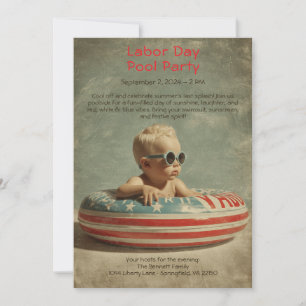 Labour Day Pool Party Red White and Blue Invitatio Invitation