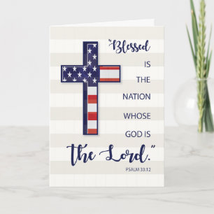 Labour Day Religious Scripture Flag Cross Card