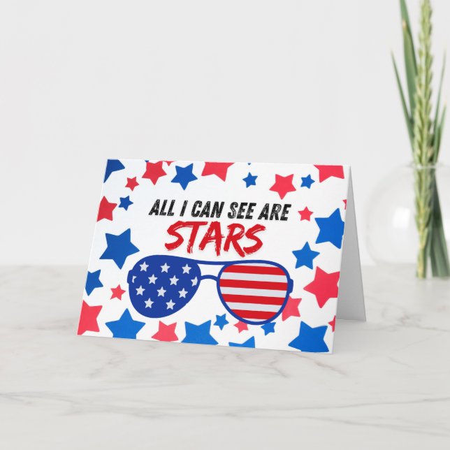 Labour Day Seeing Stars Patriotic Sunglasses Card (Front)