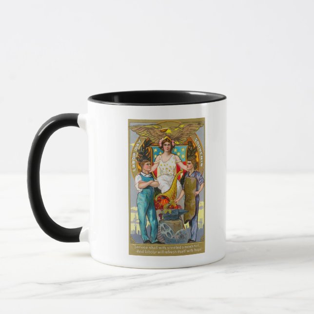 Labour Day Souvenir Laborers with Lady Justice Mug (Left)
