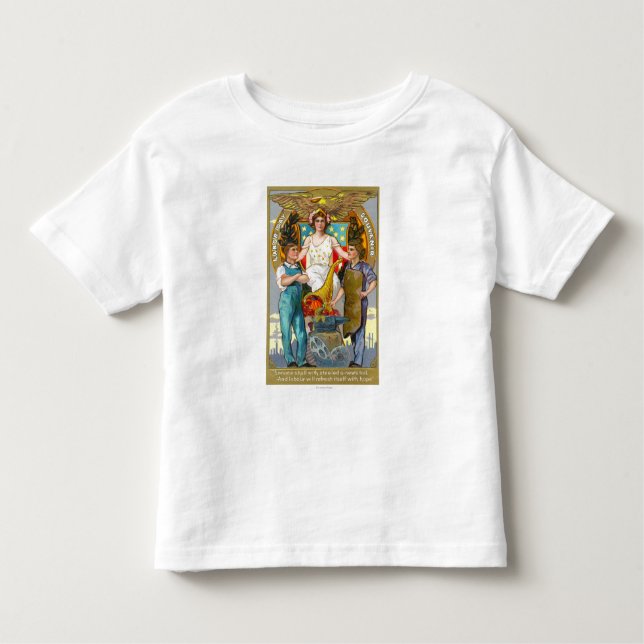 Labour Day Souvenir Laborers with Lady Justice Toddler T-Shirt (Front)
