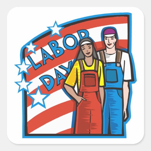 Labour Day Square Sticker (Front)