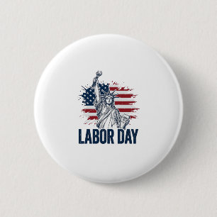 Labour Day Statue of Liberty Patriotic Worker Desi 6 Cm Round Badge