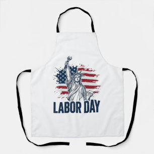 Labour Day Statue of Liberty Patriotic Worker Desi Apron