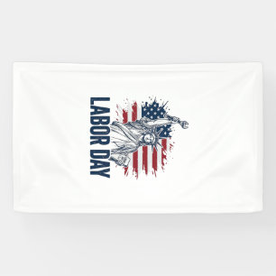 Labour Day Statue of Liberty Patriotic Worker Desi Banner