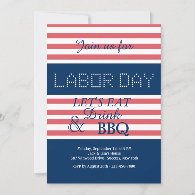Labour Day Stripes Invitation (Front)