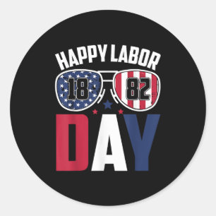 Labour Day Sungles 1882 American Flag Men Women Ki Classic Round Sticker