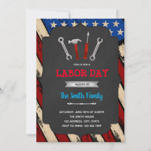 Labour day theme party invitation