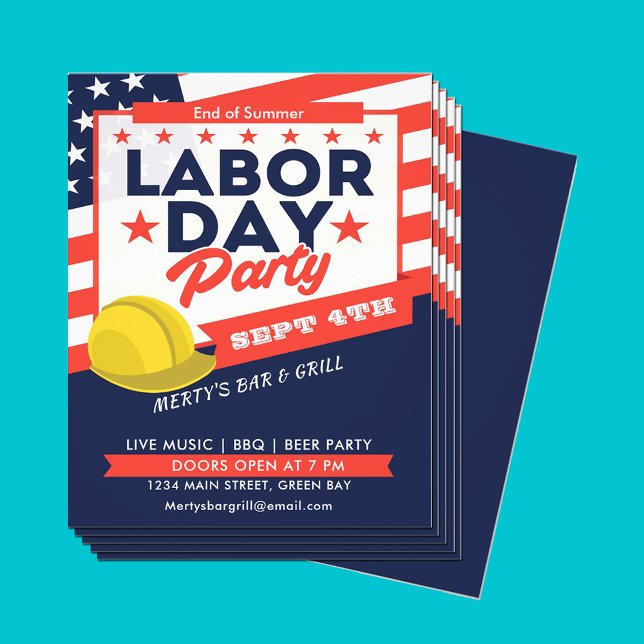 Labour Day USA Flag Hard Hat Party Event Flyer (Creator Uploaded)