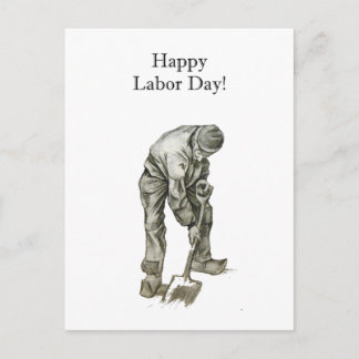 Labour Day Van Gogh Working Man Drawing Postcard