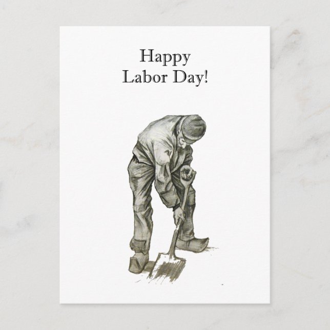 Labour Day Van Gogh Working Man Drawing Postcard (Front)