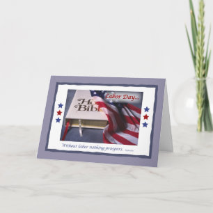 Labour Day With Flag & Bible, Religious Card