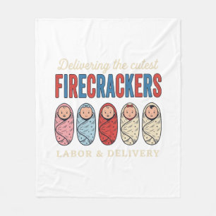 Labour & Delivery Firecrackers Cute Baby Nurse Des Fleece Blanket