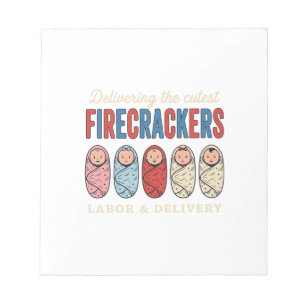 Labour & Delivery Firecrackers Cute Baby Nurse Des Notepad