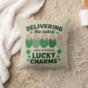 Labour & Delivery Lucky Charm Nurse Shamrock Cushion