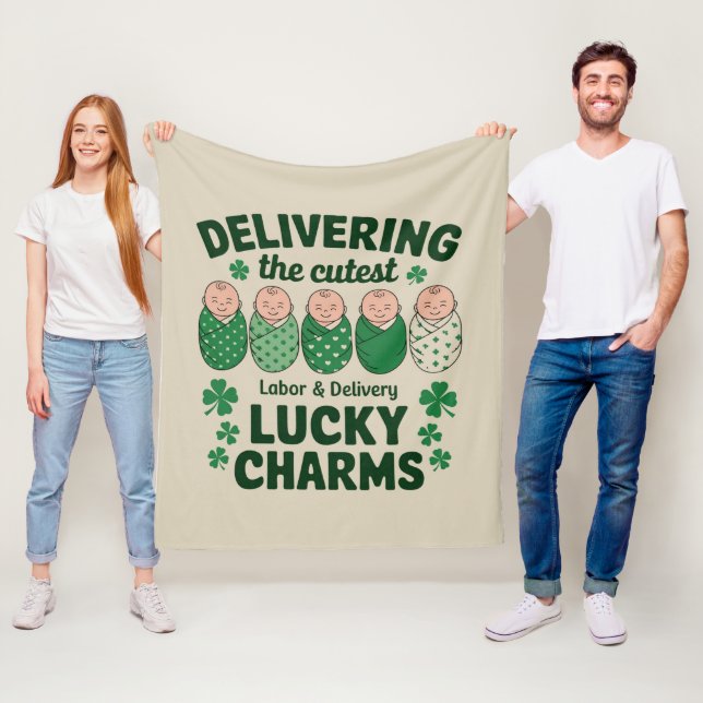 Labour & Delivery Lucky Charm Nurse Shamrock  Fleece Blanket (In Situ)