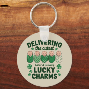 Labour & Delivery Lucky Charm Nurse Shamrock  Key Ring