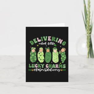 Labour Delivery Lucky Charm Nurse Shamrock St Card