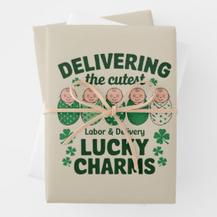 Labour & Delivery Lucky Charm Nurse Shamrock  Wrapping Paper Sheet