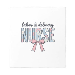 Labour & Delivery Nurse Floral Bow Vintage Shirt D Notepad
