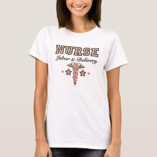 Labour & Delivery Nurse Pink Caduceus T-shirt