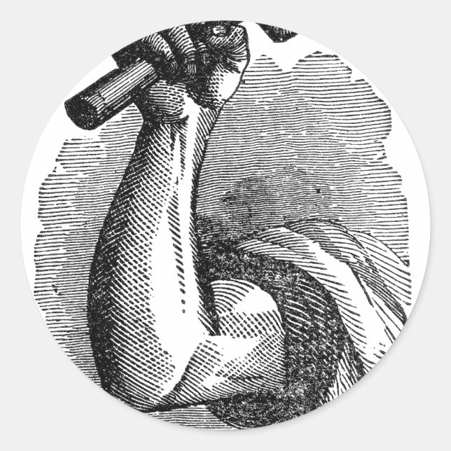 Labour Hand Holding Hammer Classic Round Sticker (Front)