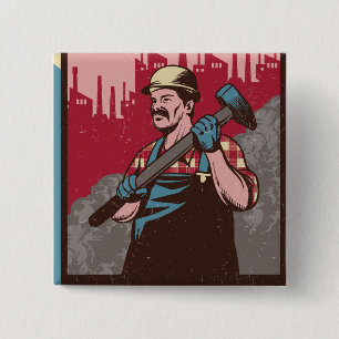 Labour Man 15 Cm Square Badge