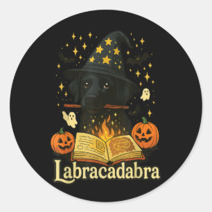 Labracadabra Black Labrador Wizard Halloween Classic Round Sticker