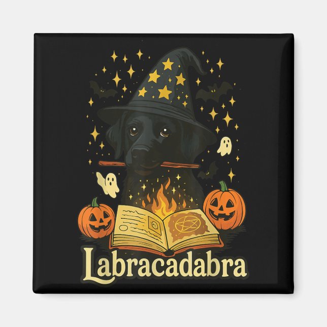 Labracadabra Black Labrador Wizard Halloween Magnet (Front)