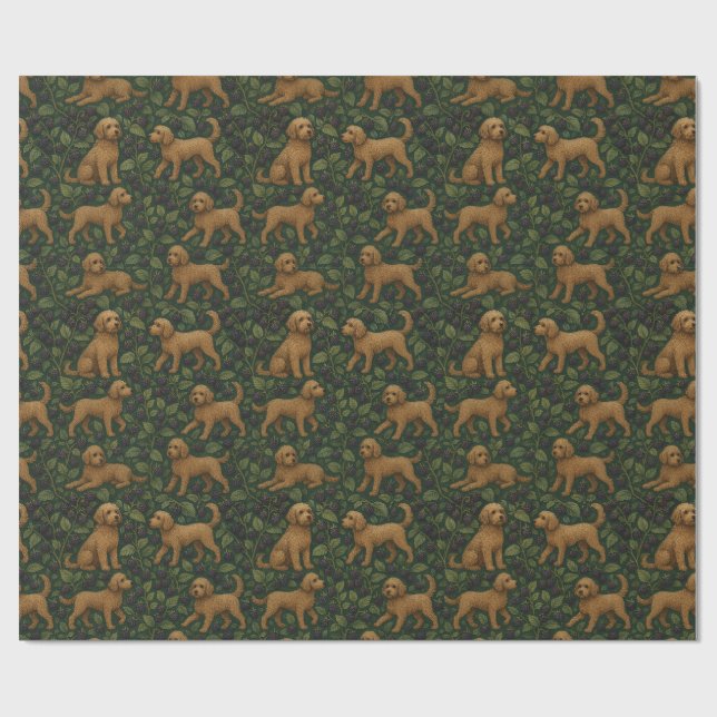 Labradoodle and Blackberry Wrapping Paper (Flat)