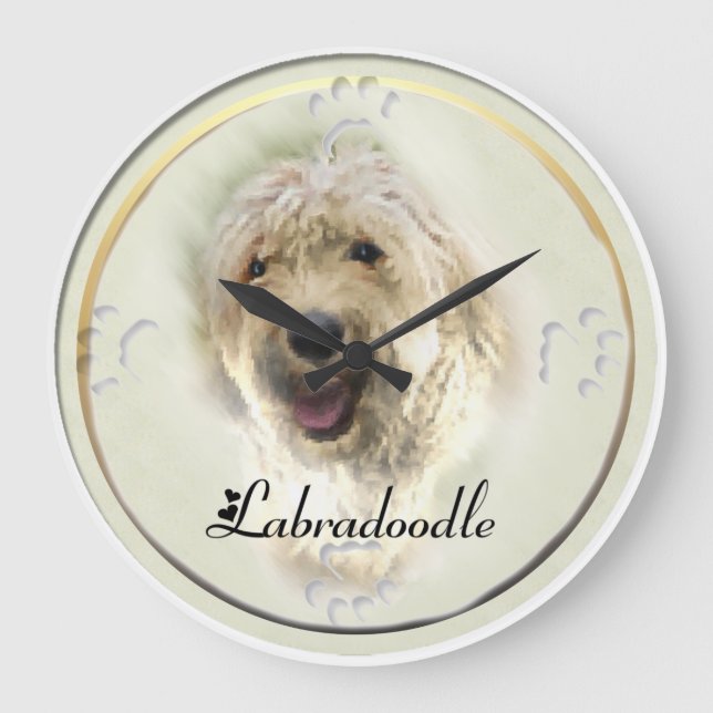 Labradoodle Art Gifts Large Clock (Front)