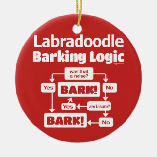 Labradoodle Barking Logic Ceramic Ornament