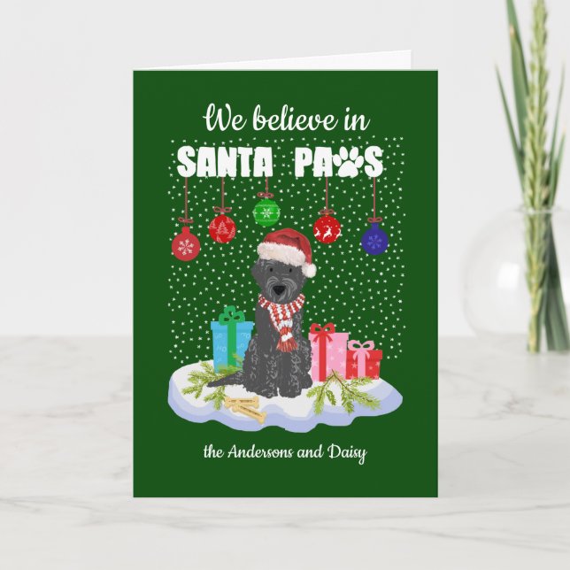 Labradoodle  Believe Santa Paws Christmas        Holiday Card (Front)