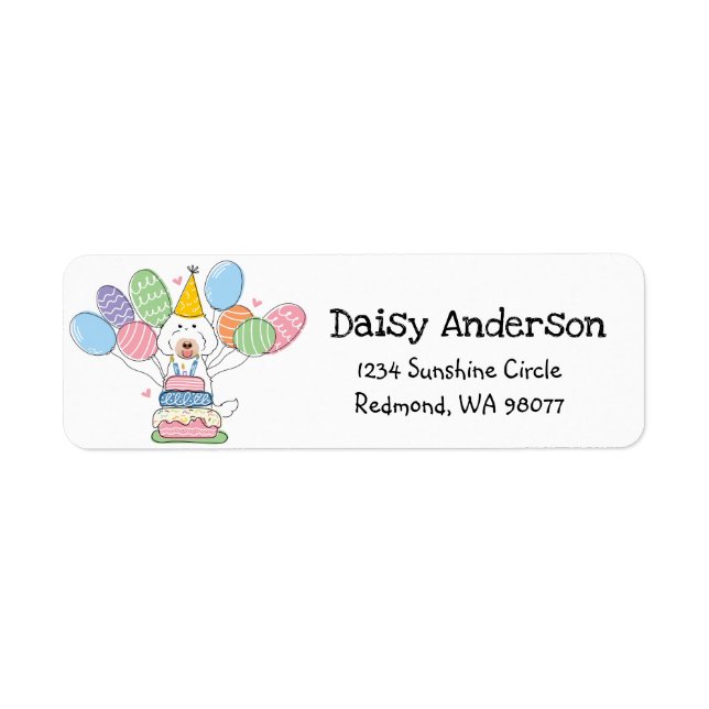 Labradoodle Birthday Party Return Address Label (Front)