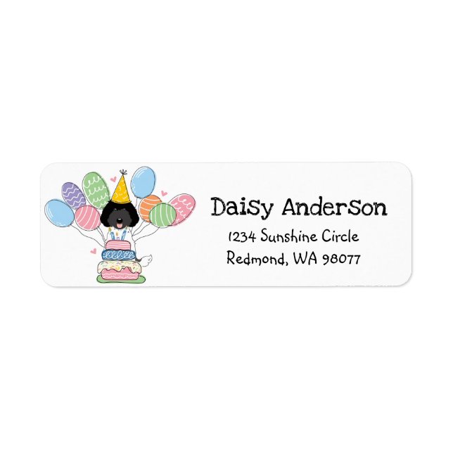 Labradoodle Birthday Party Return Address Label (Front)