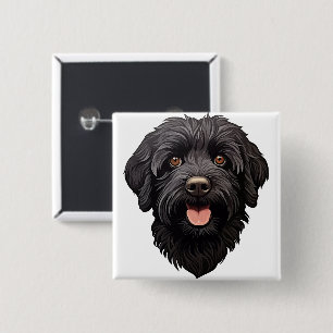 Labradoodle Black Dog 15 Cm Square Badge