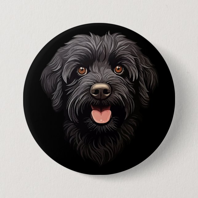Labradoodle Black Dog 7.5 Cm Round Badge (Front)