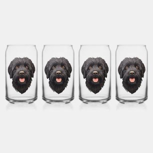 Labradoodle Black Dog Can Glass
