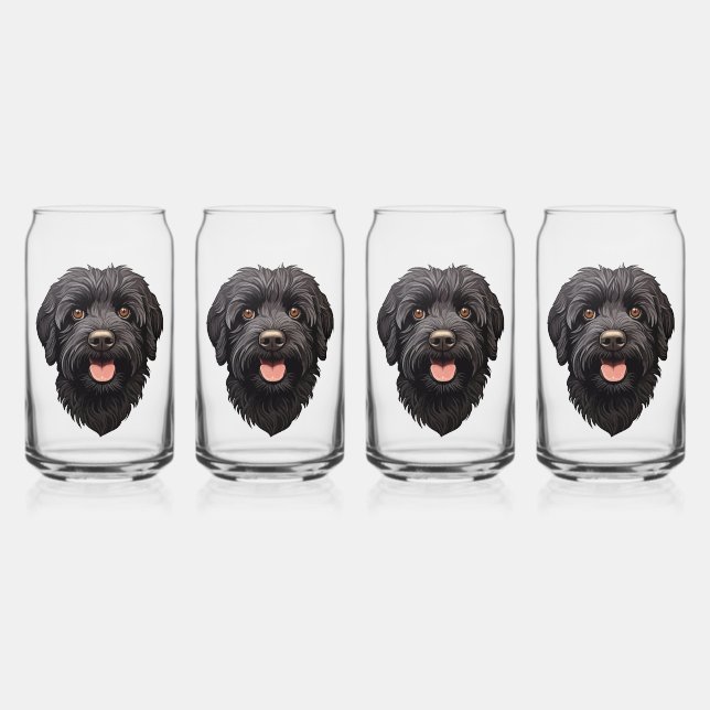 Labradoodle Black Dog Can Glass (Front)