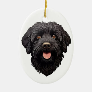 Labradoodle Black Dog Ceramic Ornament