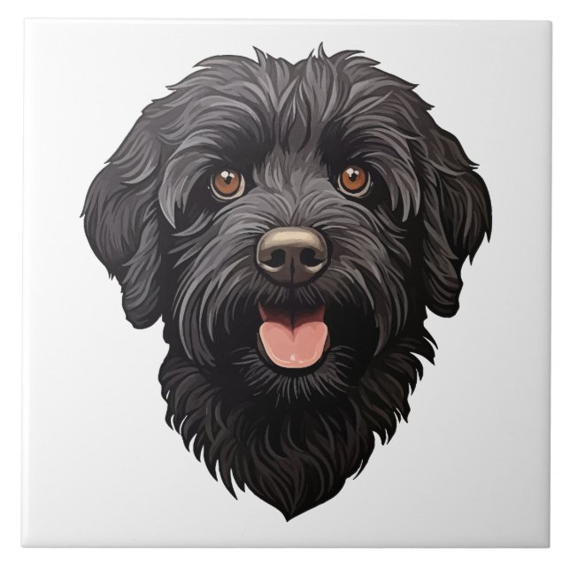 Labradoodle Black Dog Ceramic Tile (Front)