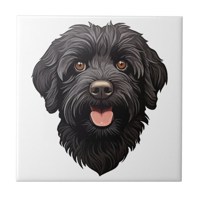 Labradoodle Black Dog Ceramic Tile (Front)